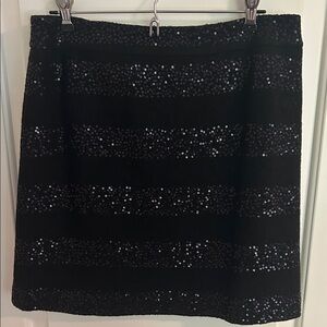 LOFT Black Sequin Pencil Skirt